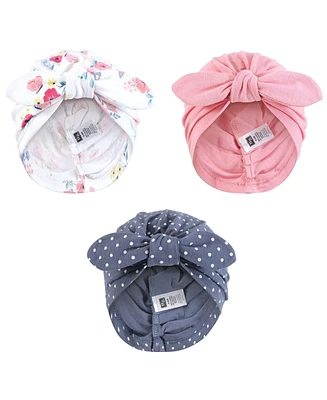 Hudson Baby Baby Girls Hudson Turban Cotton Headwraps, Butterfly Floral, 0-24 Months