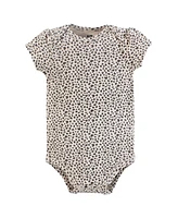 Hudson Baby Girls Cotton Bodysuits 3-Pack, Wild Cheetah