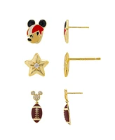 Disney Cubic Zirconia Mickey Mouse Football Earring Set