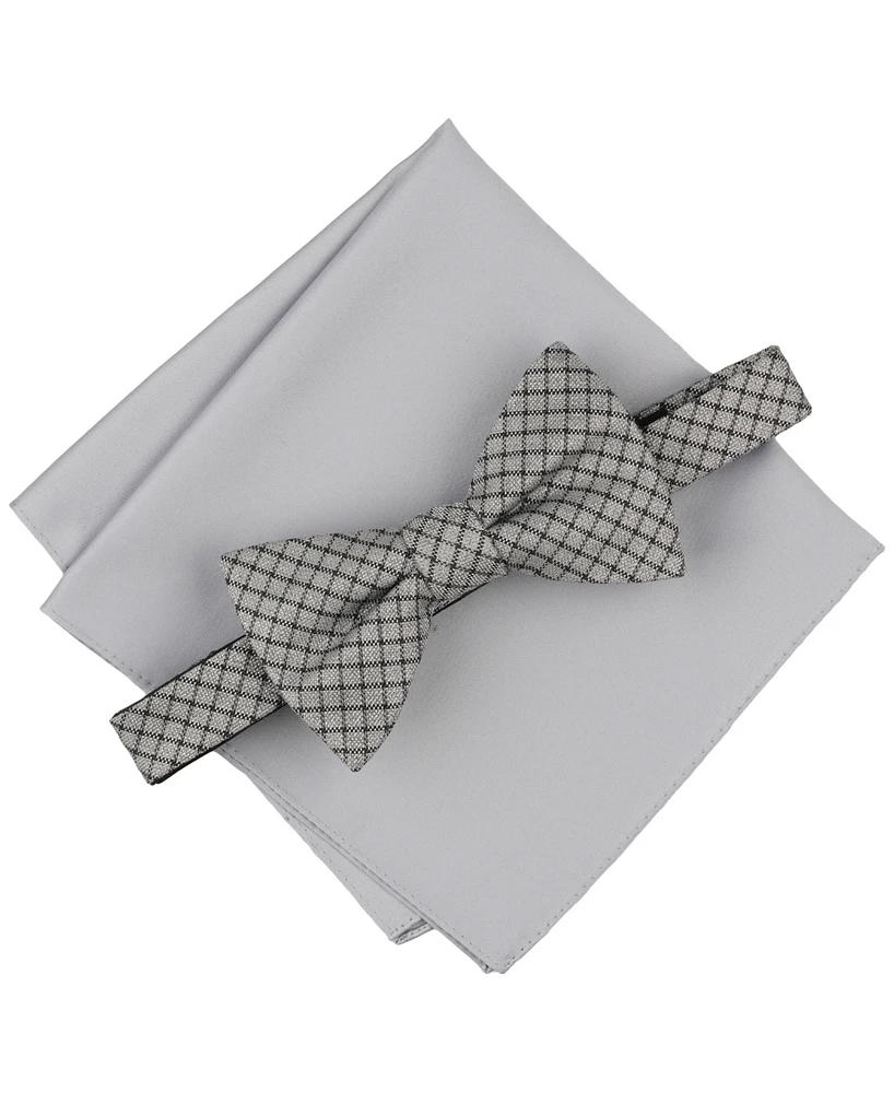 Alfani Men's Huron Plaid Bow Tie & Solid Pocket Square Set, Exclusively at Macy's