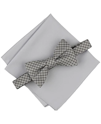 Alfani Men's Huron Plaid Bow Tie & Solid Pocket Square Set, Exclusively at Macy's