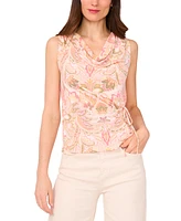 Sam & Jess Petite Paisley Side-Tie Cowlneck Top