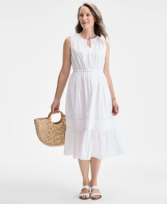 Style & Co Women's Cotton Sleeveless Lace-Mix Midi Dress, Exclusively at Macy's