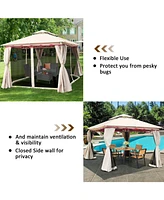 10 x 10 Feet 2-Tier Vented Metal Canopy with Mosquito Netting