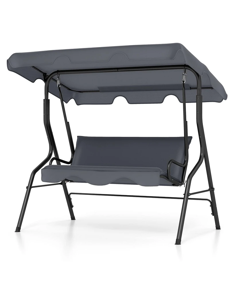 3 Seat Outdoor Patio Canopy Swing with Cushioned Steel Frame