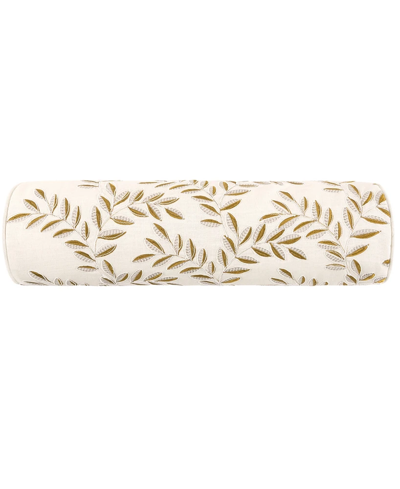 Rose Tree Baroda Embroidered Neckroll Decorative Pillow, 24" x 6.5"