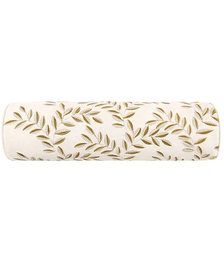 Rose Tree Baroda Embroidered Neckroll Decorative Pillow, 24" x 6.5"