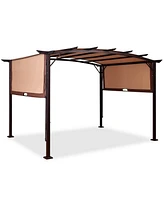 Outdoor Pergola Gazebo with Retractable Canopy Shades