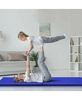 6 x 2 Feet Gymnastic Mat with Carrying Handles for Yoga-Blue