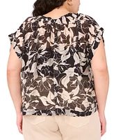 Vince Camuto Plus Printed Peasant Blouse