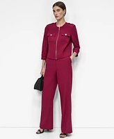 Dkny Women's Zip-Front Collarless Cropped Jacket