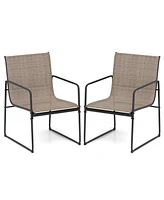 2 Pcs Outdoor Dining Chairs Patio Furniture Chair with Breathable Seat & Backrest