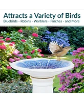 Misty Blossom Ceramic Bird Bath for Outdoors - 23" H - Uv-/ Frost-Resistant - Antique Bird Bath for Garden with White Pedestal/Blue Bowl
