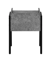 Industrial Metal and Wood End Table with Shelf