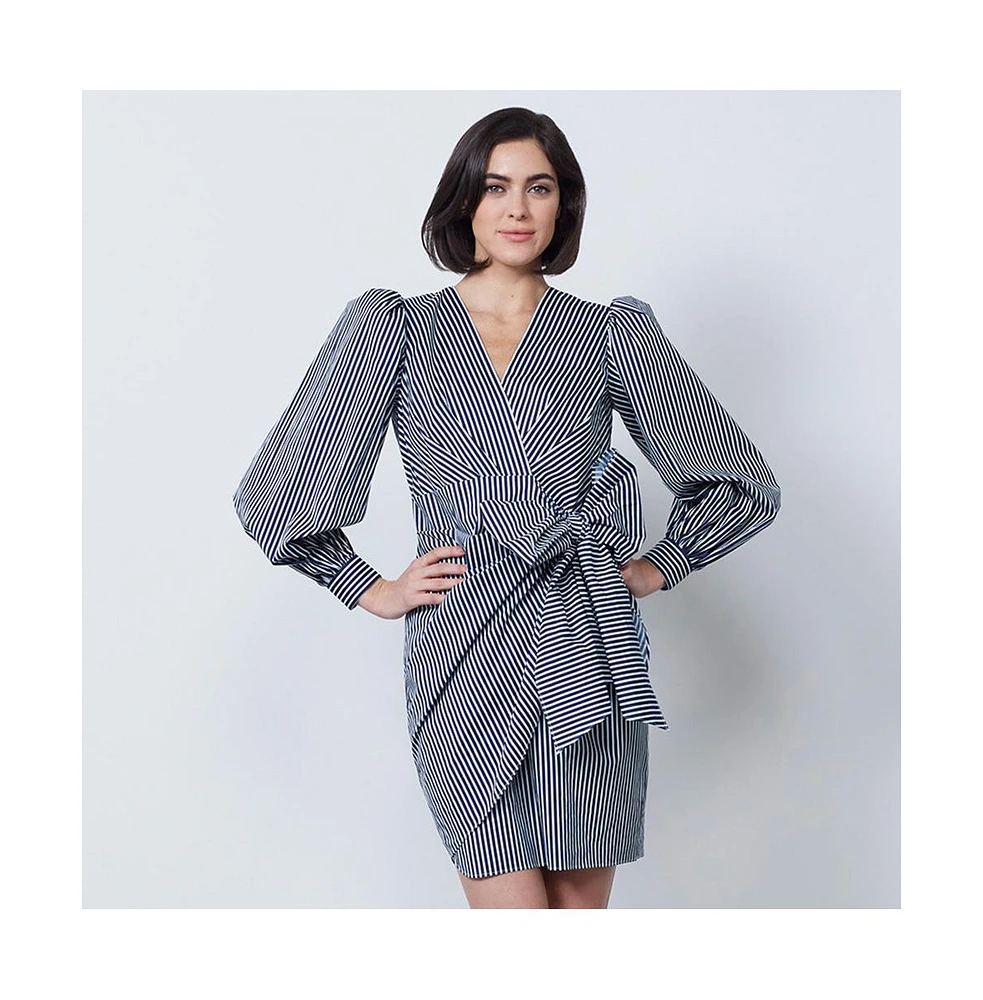 Etcetera Women's Striped Wrap Shirt Dress Oracle