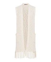 Olsen Women's Longline Fringe Trim Vest