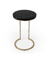 Contemporary Round Marble End Table with Sleek Design