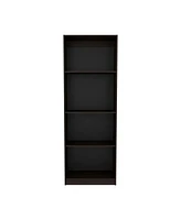 Vinton Bookcase with Spacious Tier-Shelving Design, Dark Walnut / Black Wengue