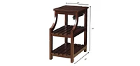 Modern Wooden End Table with Usb Ports and Storage Compartment