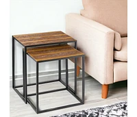 Contemporary Resin End Table – Versatile and Functional Design-Set of Two