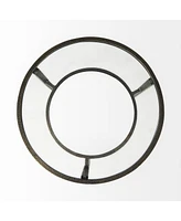 Glass and Metal Round End Table with Lower Shelf for Living Room