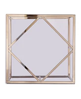 24" Champagne Glass And Iron Square End Table