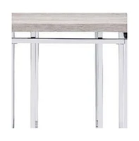 Modern Square End Table – Metal Base with Wood Finish