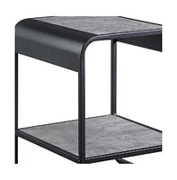 Contemporary Rectangular End Table with Metal Frame and Storage Shelf