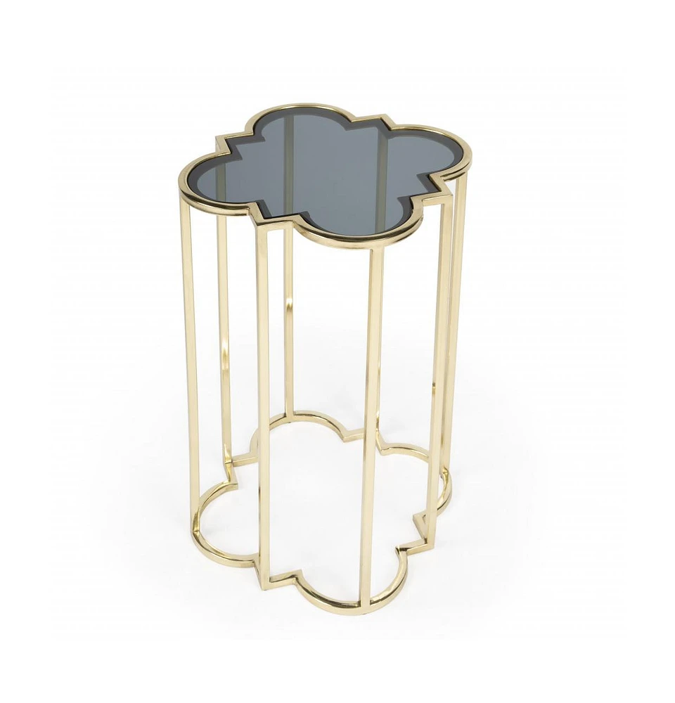 24" Gold And Black Glass Free Form End Table