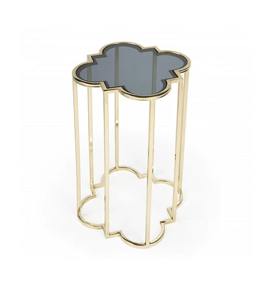 24" Gold And Black Glass Free Form End Table