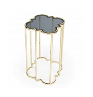 24" Gold And Black Glass Free Form End Table