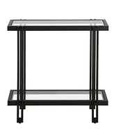 Stylish 24-Inch Clear Glass End Table With Metal Base with Lower Display Shelf