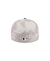 New Era Men's Light Beige/Olive Miami Marlins 2025 Armed Forces Day Low Profile 59FIFTY Fitted Hat