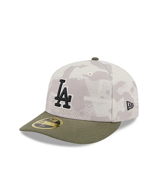 New Era Men's Light Beige/Olive Los Angeles Dodgers 2025 Armed Forces Day Low Profile 59FIFTY Fitted Hat