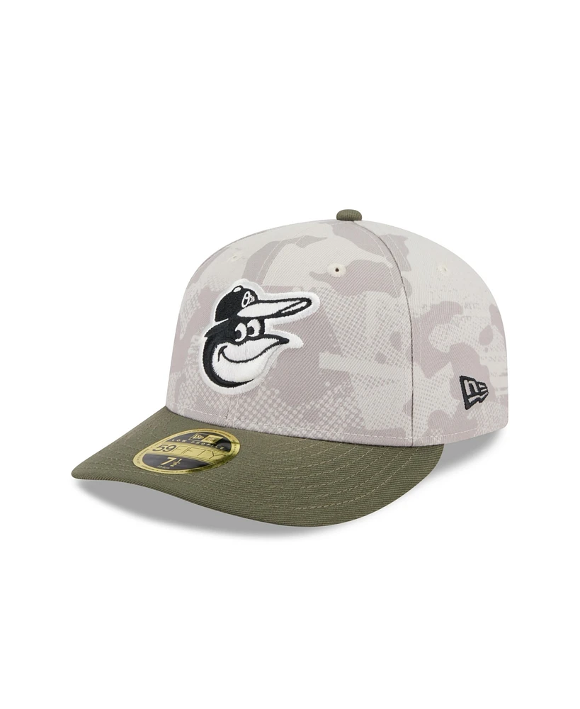 New Era Men's Light Beige/Olive Baltimore Orioles 2025 Armed Forces Day Low Profile 59FIFTY Fitted Hat