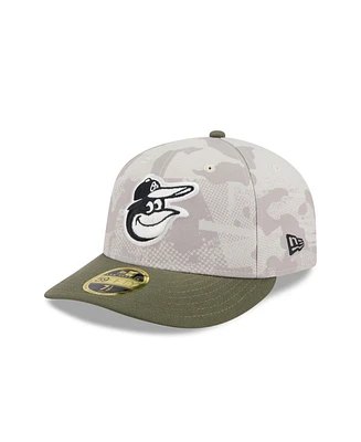 New Era Men's Light Beige/Olive Baltimore Orioles 2025 Armed Forces Day Low Profile 59FIFTY Fitted Hat