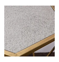 Reflective Glass Hexagon Mirrored End Table for Modern Home Decor