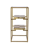 Rectangular End Table with Two Shelves for Living Room or Bedroom Storage
