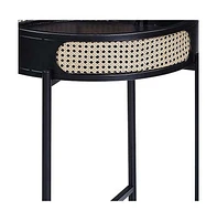 24" Black Melamine Veneer And Manufactured Wood Round End Table