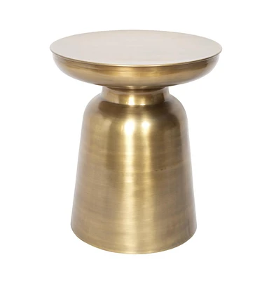Vintage-Inspired Round Iron Accent Table with Powder-Coated Finish
