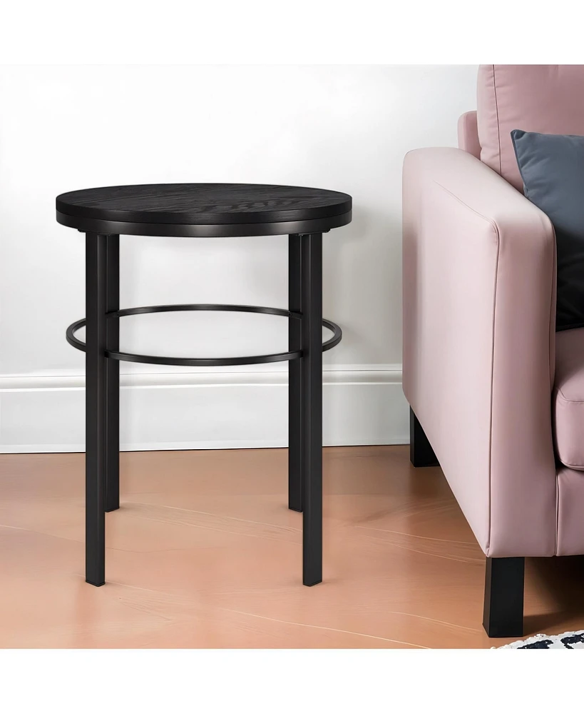 Rustic Round End Table – 24" Wood Top with Sturdy Steel Frame