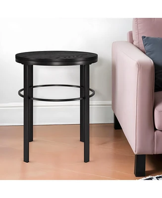Rustic Round End Table – 24" Wood Top with Sturdy Steel Frame