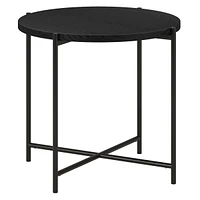 22-Inch Round Wood and Steel End Table Modern Industrial Side Table