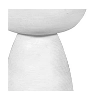 Solid Wood Round End Table – 22" White Distressed Finish for Farmhouse Style