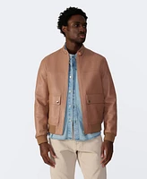 Furniq Uk Men's Men s Leather Bomber Jacket, Created for Macy