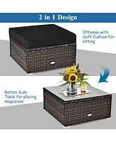 Gymax 6PCS Patio Conversation Set Rattan Sectional Furniture Set w/ Cushions
