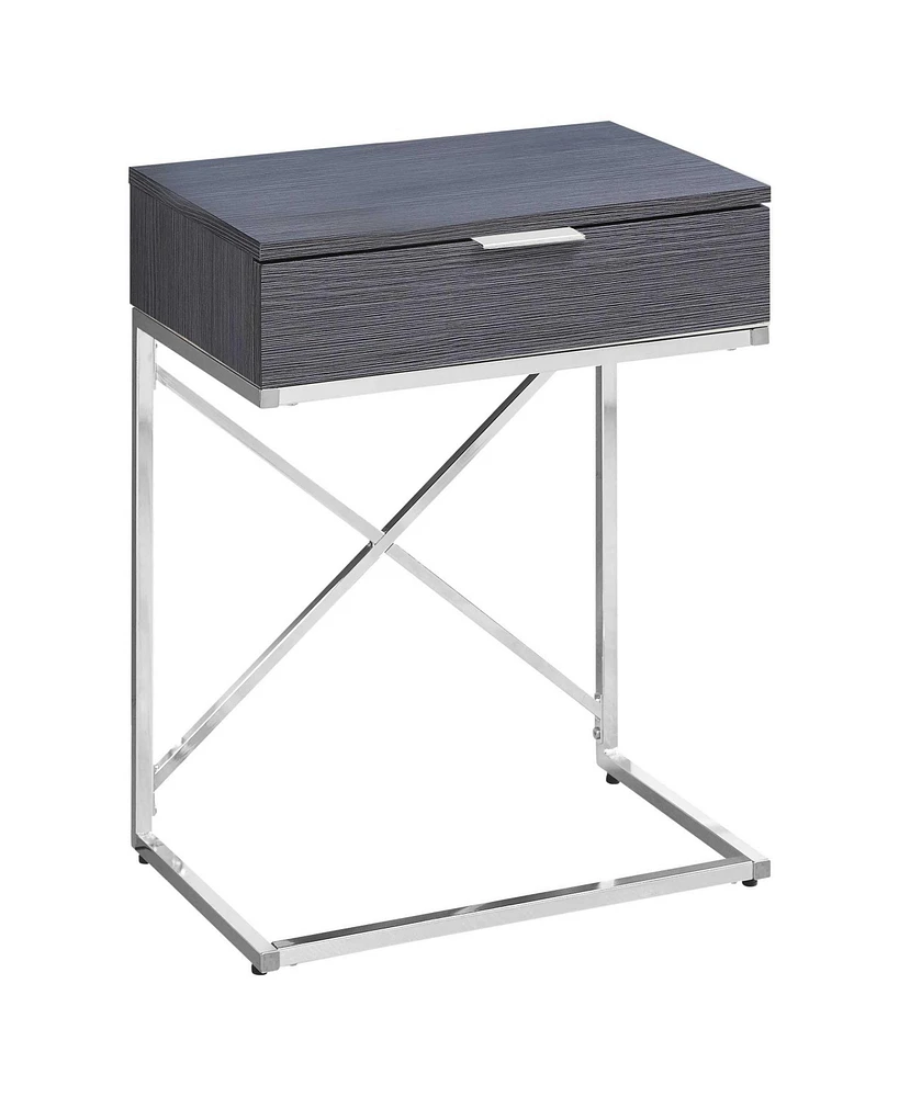 Modern Farmhouse End Table – Wood Top, Metal Base, Storage Drawer
