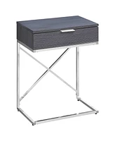 Modern Farmhouse End Table – Wood Top, Metal Base, Storage Drawer