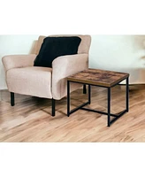 Industrial End Table with Metal Frame and Manufactured Wood Top