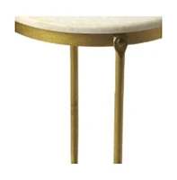 Round End Table with Faux Marble Top – Chic Living Room Accent